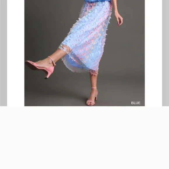 Umgee Multicolor Butterfly A-Line Skirt Perfect For Spring! NWT SIZE SMALL - Picture 8 of 9